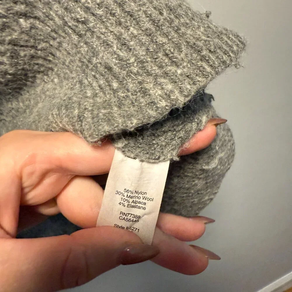 Madewell Grey Turtleneck Sweater M merino wool & alpaca